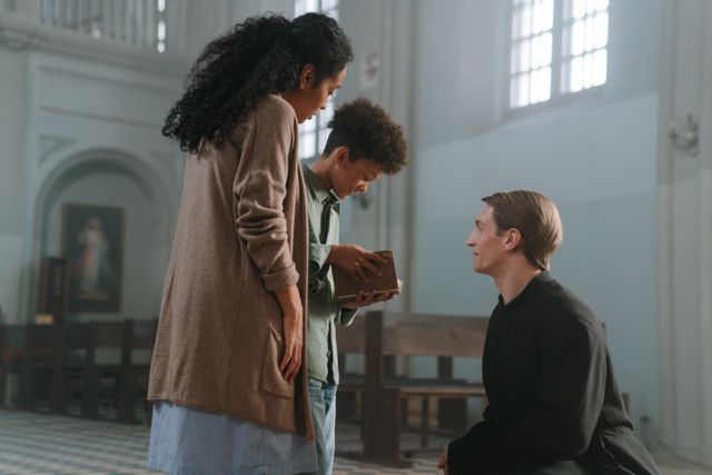 Photo — families after service